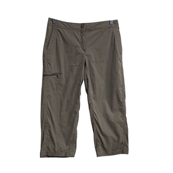 L.L. Bean Stretch Hiking Capri Pants Taupe Zip Pockets Adjustable Waist Size 6 - Picture 1 of 14